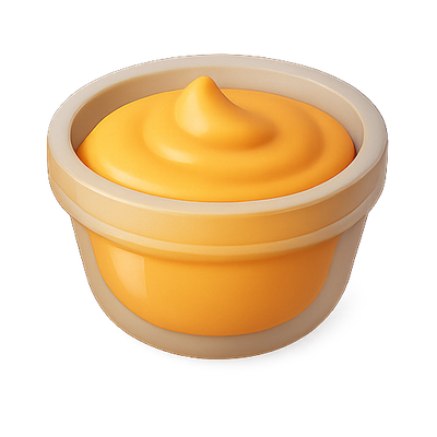 Realistic Condiment Container with Yellow Sauce
