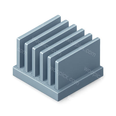 3D Isometric Heat Sink Icon with Fins