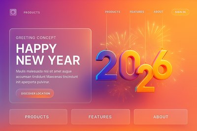 Futuristic New Year 2026 Landing Page Design