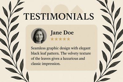 Elegant Black Leaf Pattern Testimonial Design