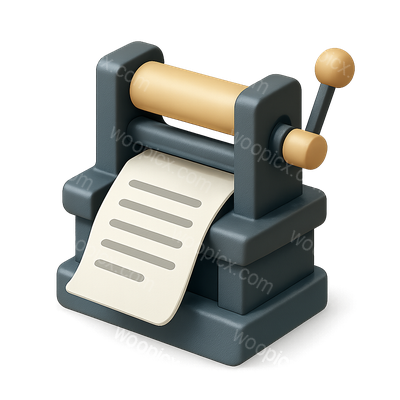3D Icon of a Document Press Machine
