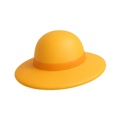 Vibrant Yellow Fashion Hat on White Background