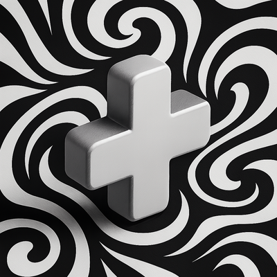 3D Icon with Swirling Black and White Background