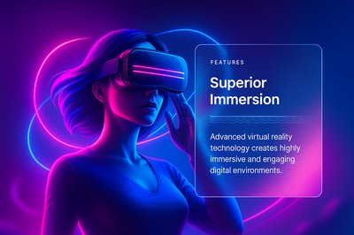 Woman in VR Glasses in Neon Space - Digital Art Illustration