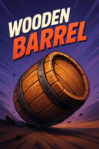 Dynamic Wooden Barrel in Motion with Vibrant Colors