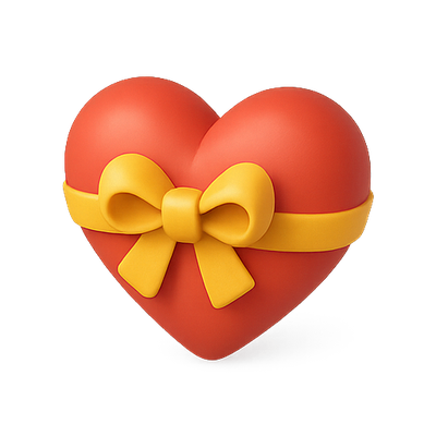 3D Heart-Shaped Gift Box with Ribbon