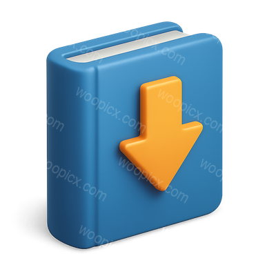 3D Icon of a Book with Download Arrow in Isometric View