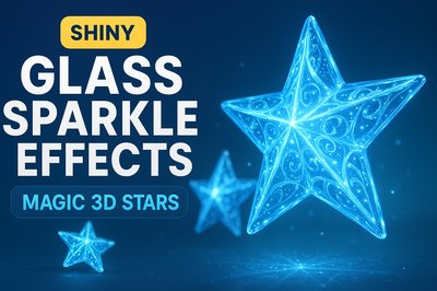 3D Glass Sparkle Star Effects Graphic for Digital Design
