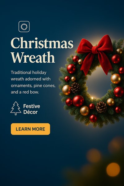 Festive Christmas Wreath Decorative Image for Holiday Promotion