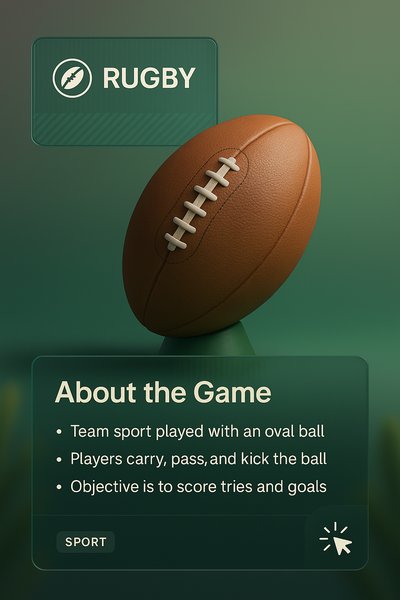 3D Rugby Design with Glass Elements and Text Integration
