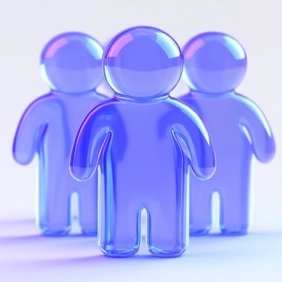 Stylized 3D Glass Figures Representing Community