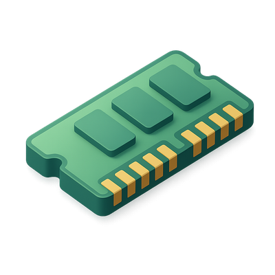 Stylized 3D RAM Memory Module Icon in Isometric View