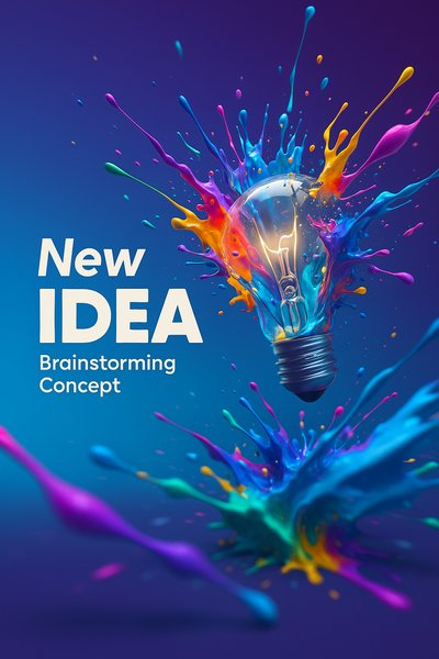 Explosive Creativity: Vibrant Light Bulb Illustration