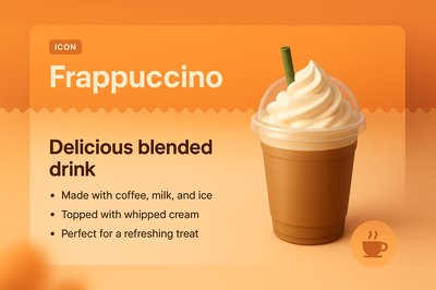 Delicious Frappuccino Landing Page Design with 3D Illustration