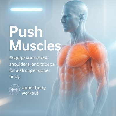 Illustrative Graphic of Upper Body Muscle Groups for Fitness