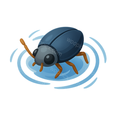 Cartoon Style Beetle on Water Surface
