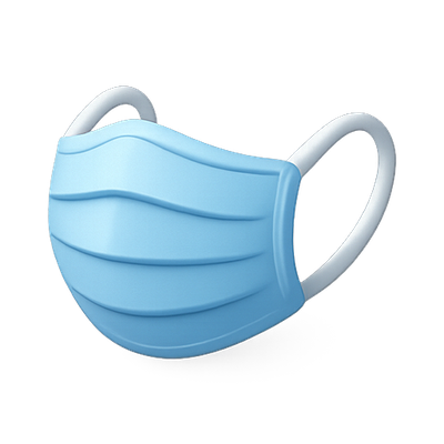 Realistic 3D Model of a Blue Medical Face Mask