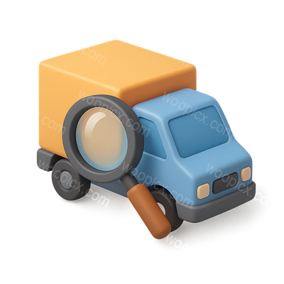 3D Delivery Truck Icon with Magnifying Glass