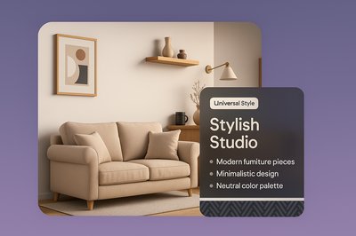 Stylish Studio Apartment Interior with Beige Sofa