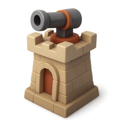 Stylized 3D Tower Icon for Game Design