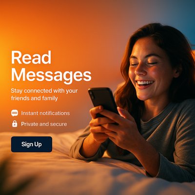 Engaging social media post promoting message app sign-up