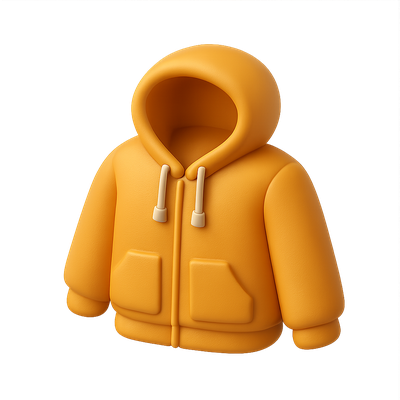 Stylish 3D Hooded Jacket Icon in Vibrant Yellow