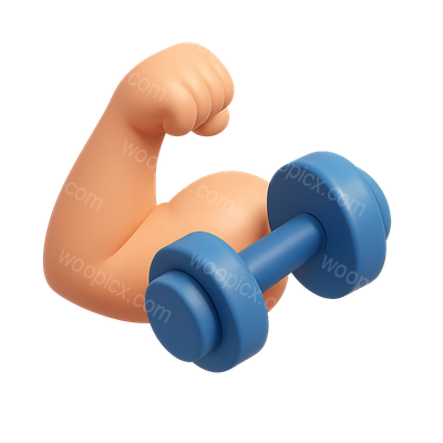 3D Icon of a Muscular Arm with Dumbbell