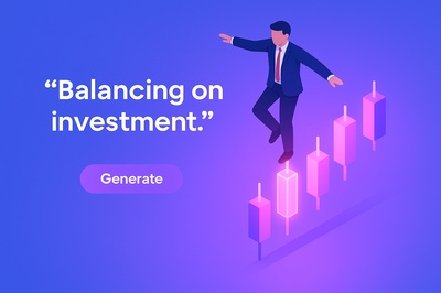 Businessman Balancing on Financial Chart with Neon Glow