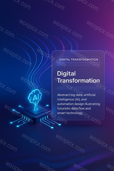Futuristic Digital Transformation Concept with AI and Data Flow