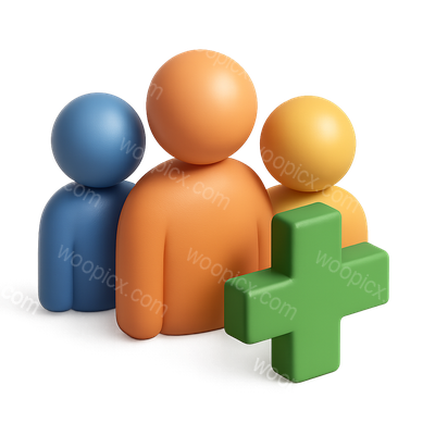 3D Icon of Three People with a Cross Symbol