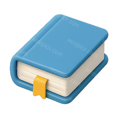 3D Render of a Closed Blue Book with Bookmark