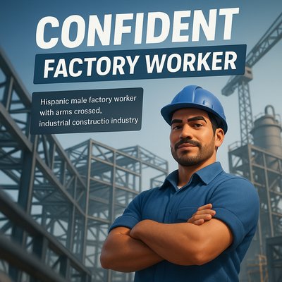 Confident Factory Worker in Industrial Setting