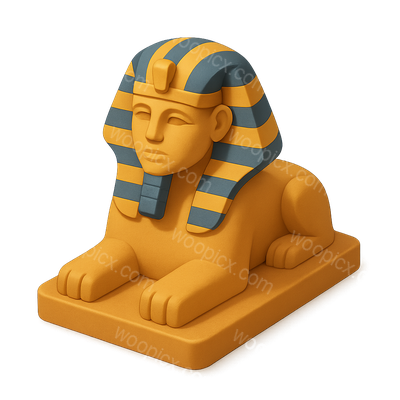 3D Sphinx Icon in Vibrant Colors and Isometric View