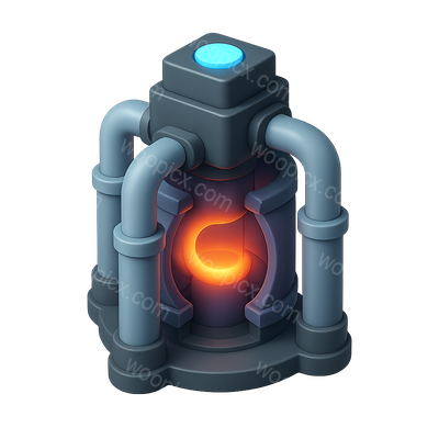 3D Fusion Reactor Icon with Isometric Design