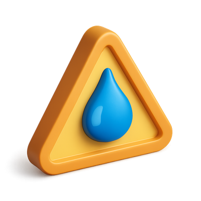 3D Triangle Shape with Blue Droplet Icon Design