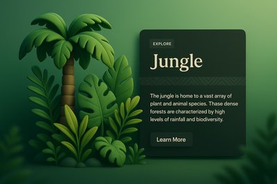 3D Jungle Illustration with Informative Panel Design