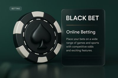 3D Illustration of a Black Betting Chip with Design Elements