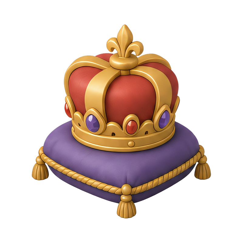 Elegant crown on plush cushion