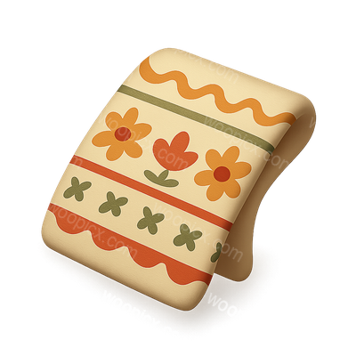 Colorful 3D Fabric Icon with Floral Design