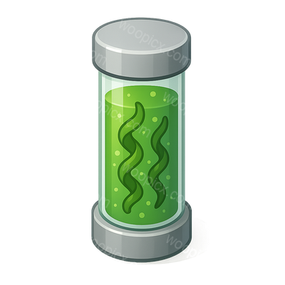 3D Algae Bioreactor Icon with Transparent Background