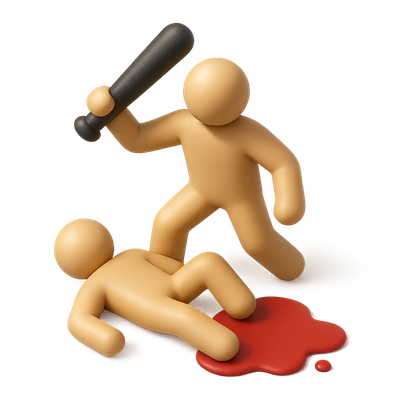 Volumetric 3D Icon of Violent Encounter in Abstract Style
