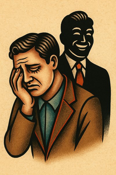 Contrasting Emotions: A Sad Man and His Successful Shadow