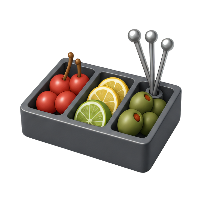 Stylish garnish caddy tray