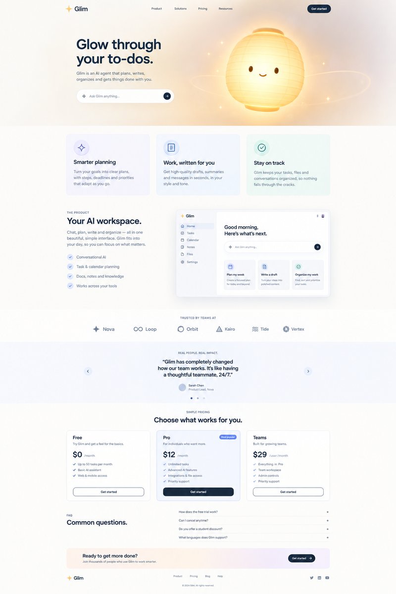 AI product landing page design