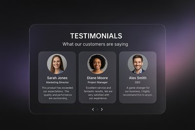Customer Testimonials Section Design for Web Page