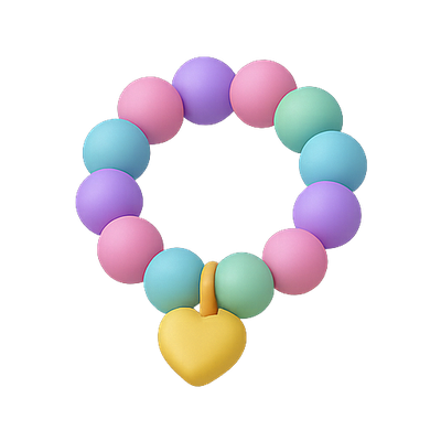 Colorful Silicone Teething Ring with Heart Charm
