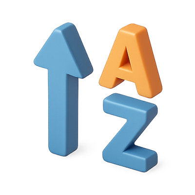 Colorful 3D Alphabet and Arrow Icons