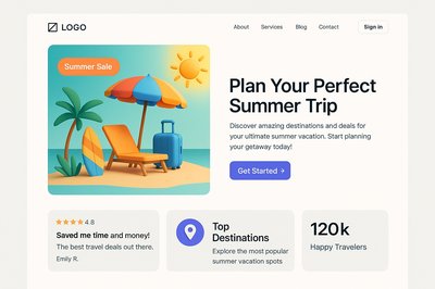 Vibrant Summer Travel Landing Page Design