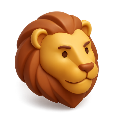 Stylized 3D Lion Head Icon Illustration