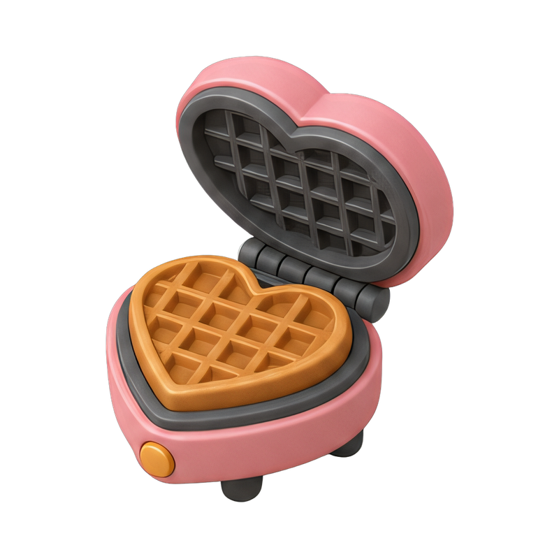 Heart-shaped waffle maker